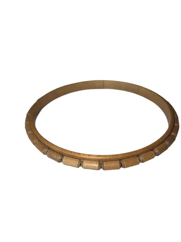 Embroidery Hoop RARE Latch Lock Tension Wood Bead Outer Ring Vintage Hardwood 6" - Image 3 of 4
