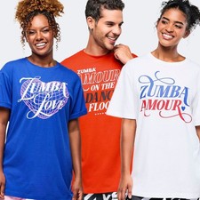 Zumba Amour Unisex Tee - 1 Size Fits Most Choose Blue, Red, or White New 