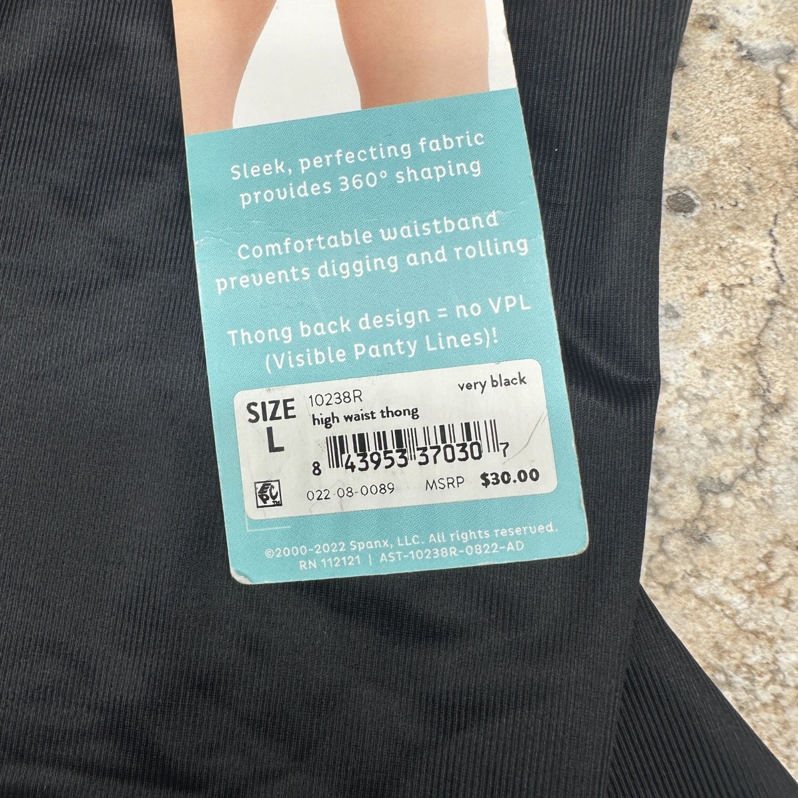 Assets by Spanx Women's High-Waist Shaping Thong Size L Black #10238R NWT