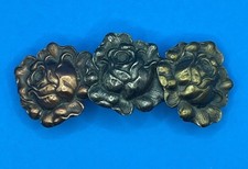 Vintage 80s Intricate Rose Mixed Tri Metal Tones Hair Barrette Made in France