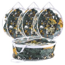 4 PCS Clear Wreath Storage Bag, 24x8 Inch Christmas Wreath Storage Container,...