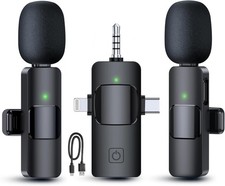 Wireless Lavalier Microphones for iPhone, iPad, Android, Camera, 3 in 1 USB-C...