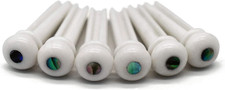 Vencetmat Acoustic Guitar Bridge Pins, Pure Bone, Slotted, Ivory Color, Inlaid A