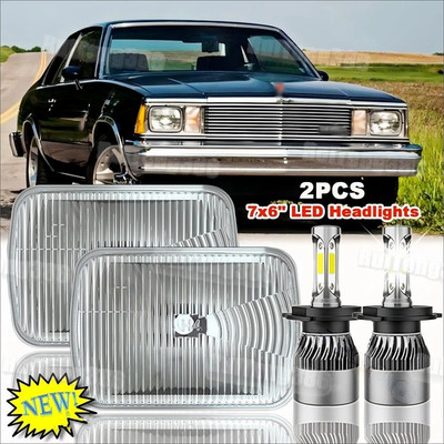 For Chevy Malibu 78-1981 Chevette Corvette Pair 5X7'' 7x6 LED Headlight