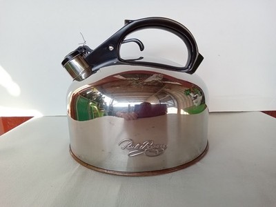 REVERE WARE COOKWARE S/STEEL TEA KETTLE COPPER BOTTOM WHISTLE HOT MFG KOREA