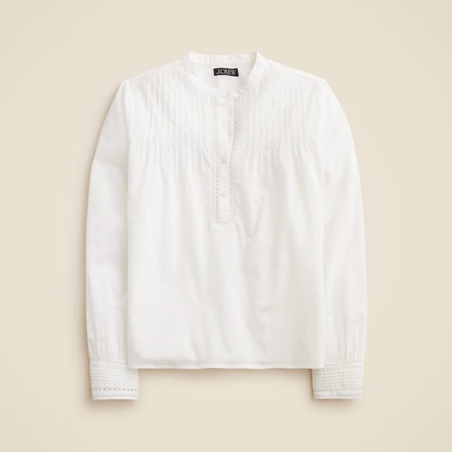 NWT!! J. CREW Pintuck Lace Trim Cotton Voile Solid White Top Blouse Large - Picture 11 of 19