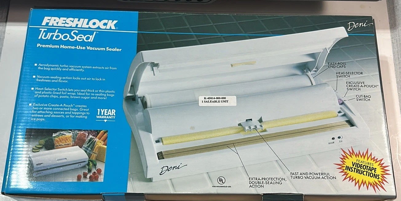 Deni FRESHLOCK TurboSeal Vacuum Sealer #1630 & (3) Replacement Rolls #1632A-NEW