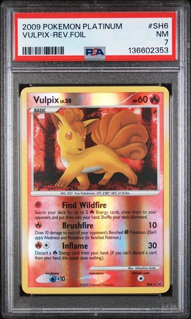 Pokemon: Platinum *Reverse Holo* Vulpix (Shiny) (SH6) PSA Graded 7