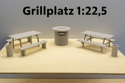 DIOPART3D Miniatur Grillplatz Bausatz 1:22,5 – perfekt für LGB Gartenbahn & Diorama
