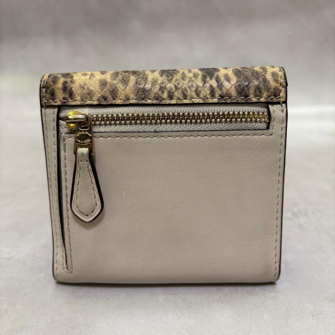 Coach Python Embossed Tri-Fold Wallet Leather Com… - image 3