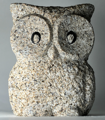 Owl Statue Granite Aji Rust Stone Sculpture Handmade Japanese