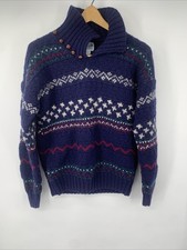 Vintage Deans of Scotland 100 Shetland Wool Pullover Sweater Lg Heavy Warm