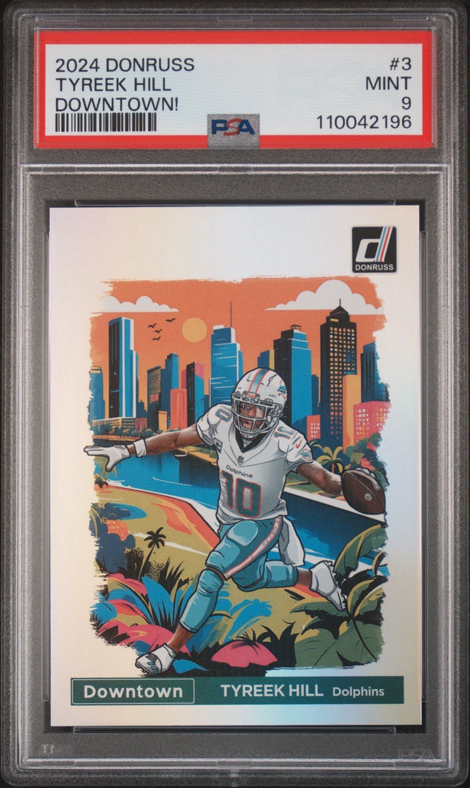 Panini Donruss 2024 Downtown! Insert Tyreek Hill Dolphins #3 PSA 9
