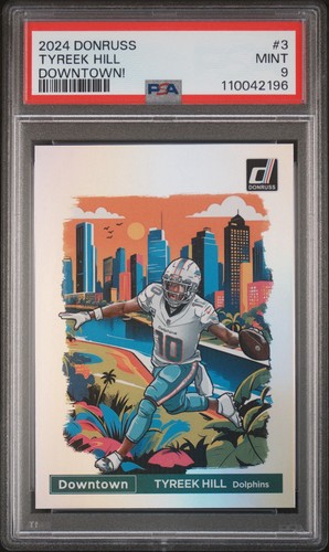 Panini Donruss 2024 Downtown! Insert Tyreek Hill Dolphins #3 PSA 9