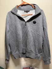 Michael Kors Pullover Sweatshirt gray, fleece, 1/4 zip, pockets - Men's L
