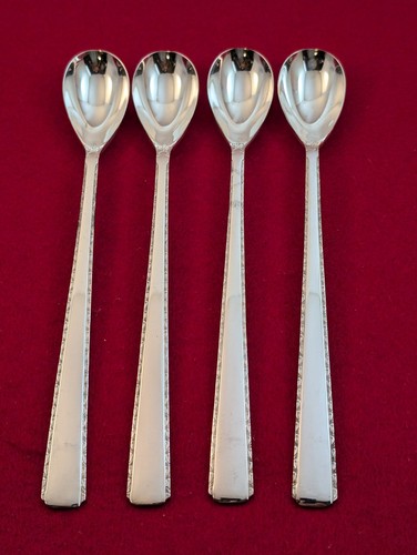 Set Of 4 Unknown Mfg Nickel Silver UNF737 Glossy Iced Teaspoons Silverware - Afbeelding 1 van 6