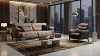 Sofa Garnitur 3-Sitzer Sessel Modern Mehrfarbig Bequem Polster