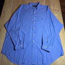 Ralph Lauren Yarmouth 100 Cotton Button Down Shirt Men's Size 18 34/35 Blue