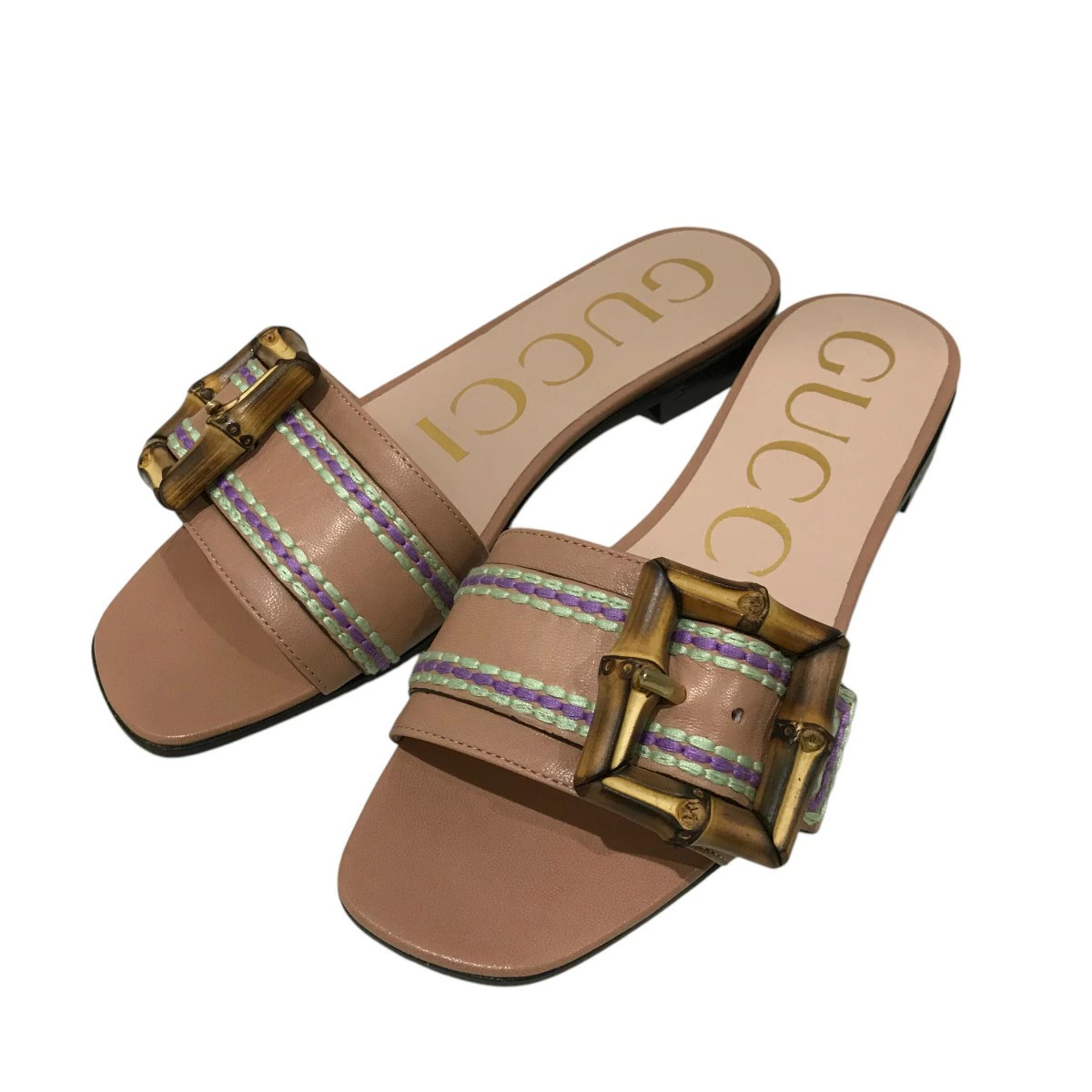 GUCCI Bamboo Buckle Sandals 723398 Pink Size: 34