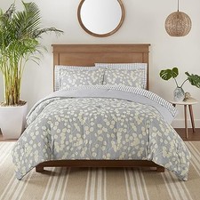 Simply Clean Ellen Soft 7 Piece Botanical Floral Bed in A Bag Full Grey/Yellow