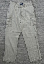 Vintage Polo Ralph Lauren 100 Linen Cargo Pants Khaki 34x31