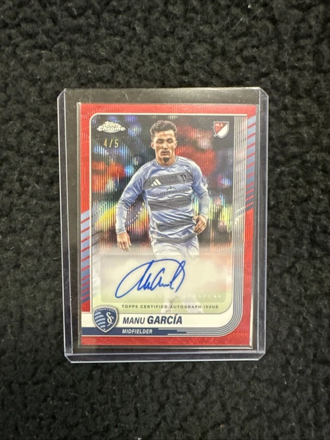 MANU GARCIA 2025 Topps Chrome MLS RED Refractor Auto /5 Sporting KC