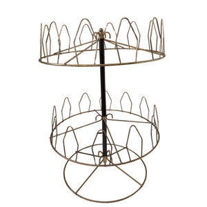 MCM Vintage Mid Century Metal Spinning Shoe Rack Tree Rotating 12 Pairs 2 Tier