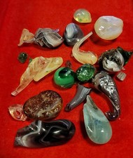 CAC Akro Slag Marbles Pieces And Cutlets Browns Greens And White