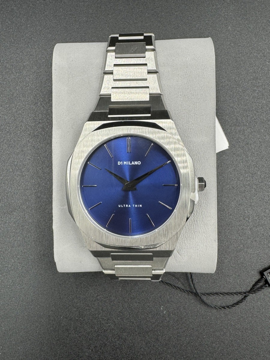 D1 Milano Ocean Blue Ultra Thin Silver Bracelet Watch 38mm Brand