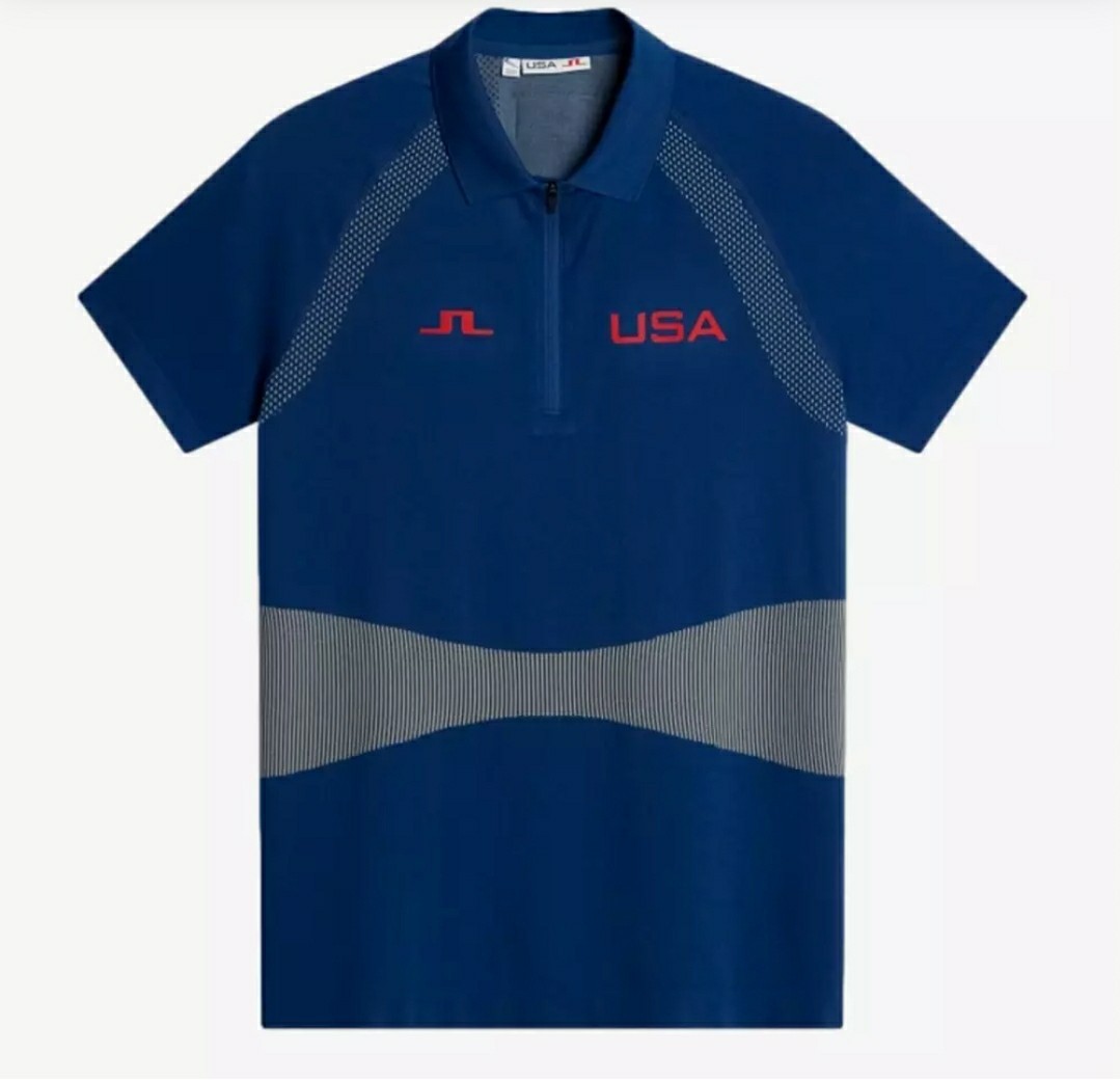 J. Lindeberg Women's Alizee Seamless Team USA Polo Golf Shirt Size