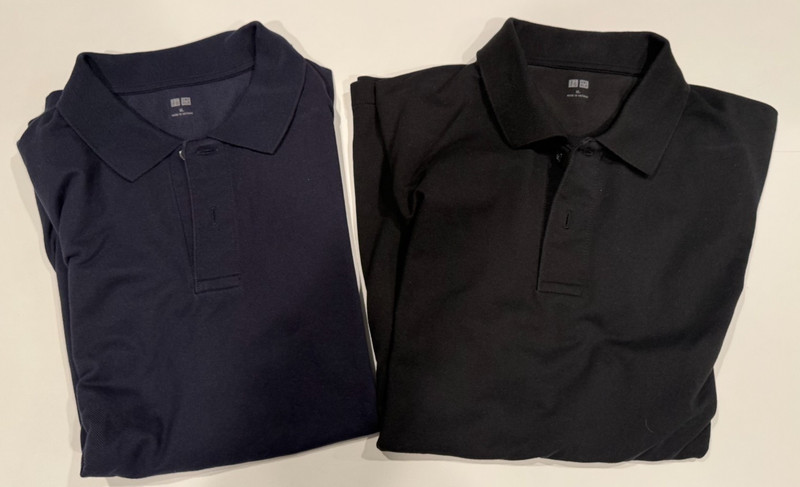 PAIR OF 2 UNIQLO SHORT SLEEVE SHIRTS BLACK & NAVY BOTH XL WORN TWICE NO RESERVE!
