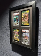 Trading Card Display Case 4 PSA Slabs Sport Football Baseball Wood Frame