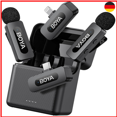 BOYA by-V3 Combo Mini Wireless Lavalier Mikrofon, ansteckmikrofon kabellos für