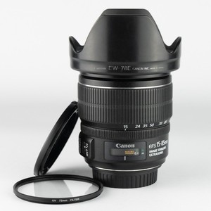 Canon EF-S 15-85mm F3.5-5.6 IS USM Lens + Caps & Hood 1 Year Warranty Very Good