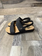 Reef Water Vista Sandals Water Friendly Black Cognac Women’s Size 8 Adjust Strap