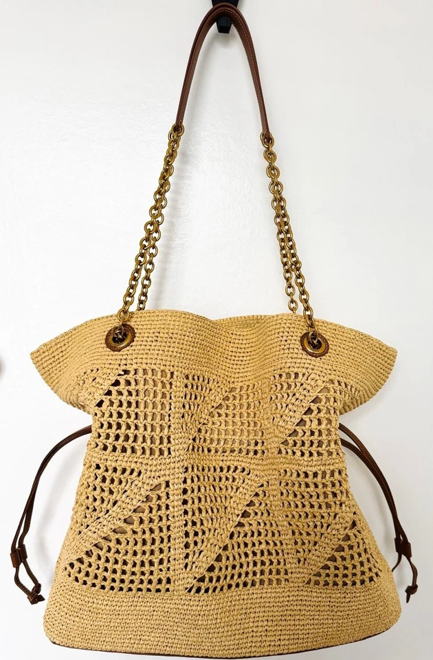 NUEVO YSL Jamie Bolso de Mano de Compras Rafia Foto 3 de 4