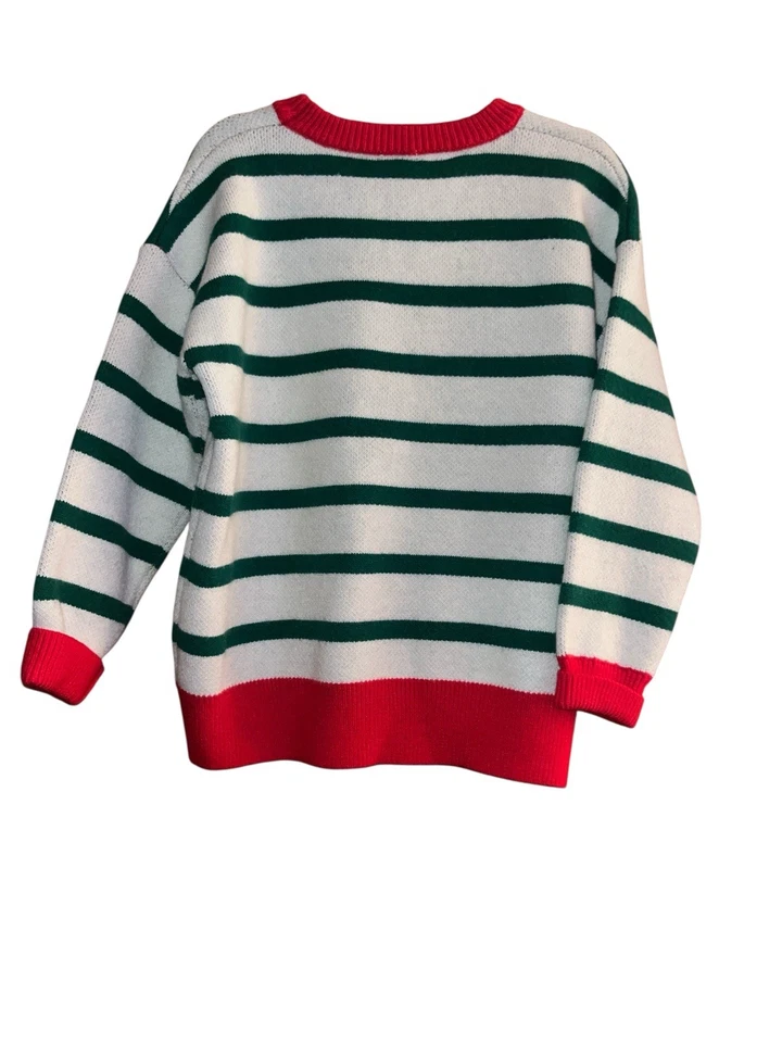 Suéter Merry & Bright BiBi Rayas Verde Rojo Navidad Vacaciones M Foto 2 de 3