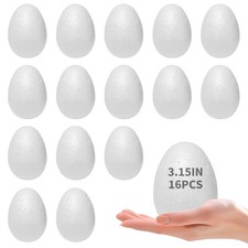 3.15 Inch Foam Eggs for Crafts,16pc White Small Styrofoam Eggs Smooth for Spr...