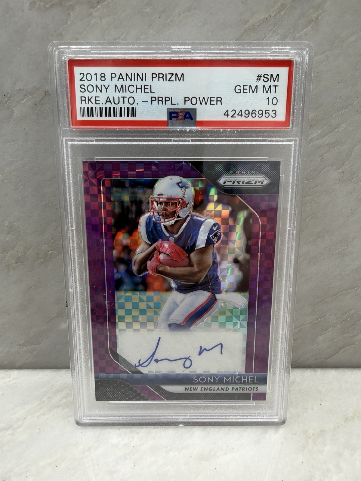 Sony Michel Panini Prizm Rookie Autographs #SM Purple Power
