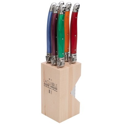 NEW Laguiole Debutante Steak Knife Assorted Block Set 6pc