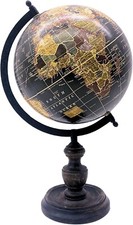 EXERZ 13cm/ 20cm Vintage Globe Black Wooden Base Handcrafted Decorative Globe