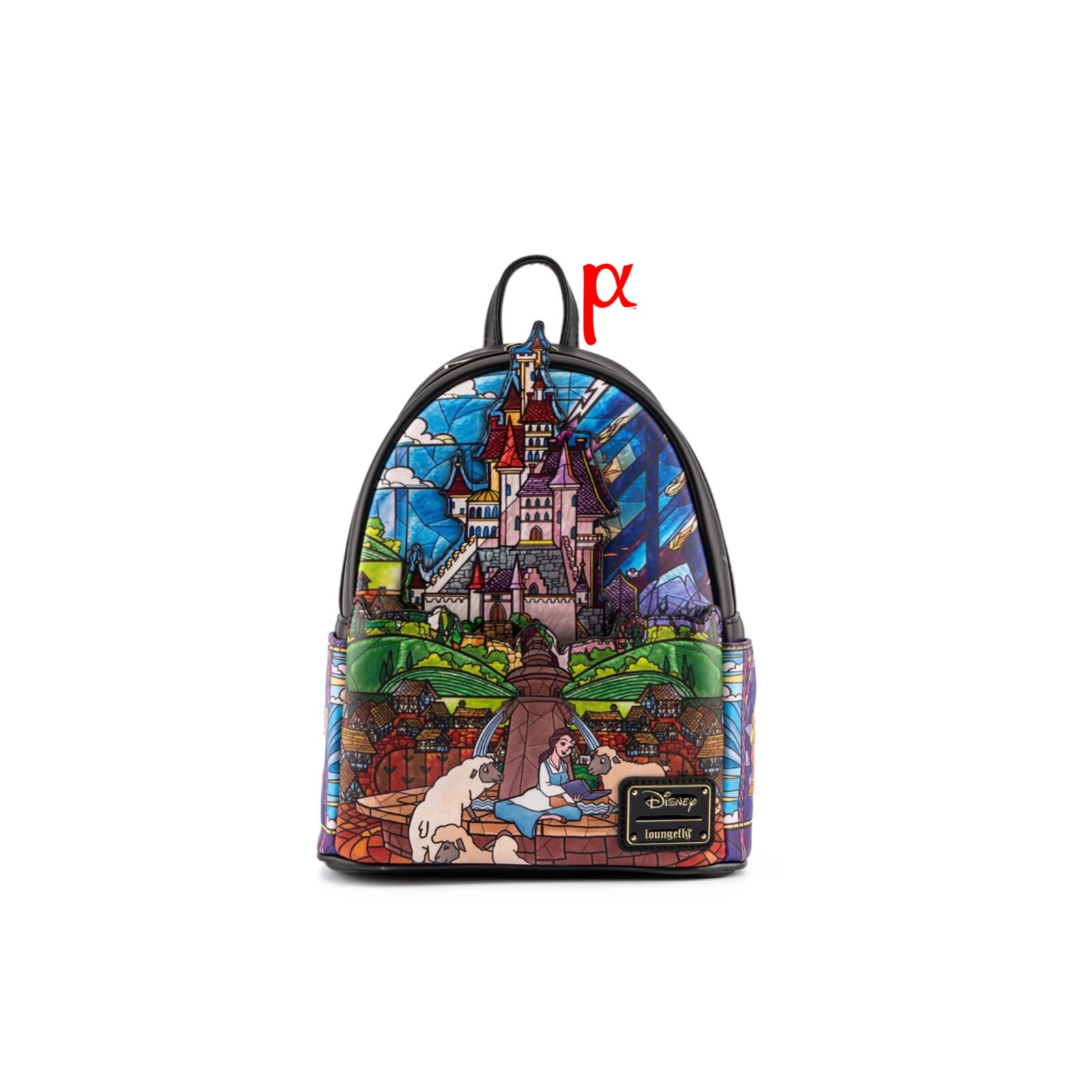 Loungefly Disney Beauty and the Beast Belle Castle Backpack and Lumiere Fifi Pin