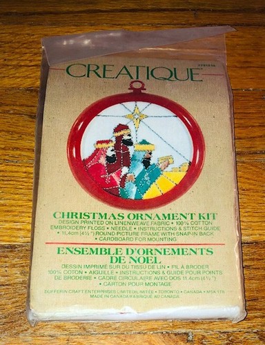 Vintage Creatique Christmas Ornament Three Wise Men Needlepoint Kit Crafts NIB - Afbeelding 1 van 2