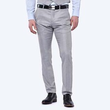 Image of Mens Wedding Party Business Tailored Slim Fit Smart Trouser - Grey Marl