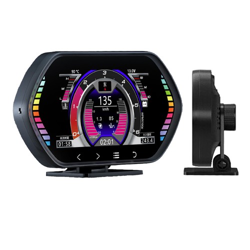 Car HUD Gauge Digital Head up Display Dual System OBD2 GPS Speedometer Alarm - Foto 8 di 17