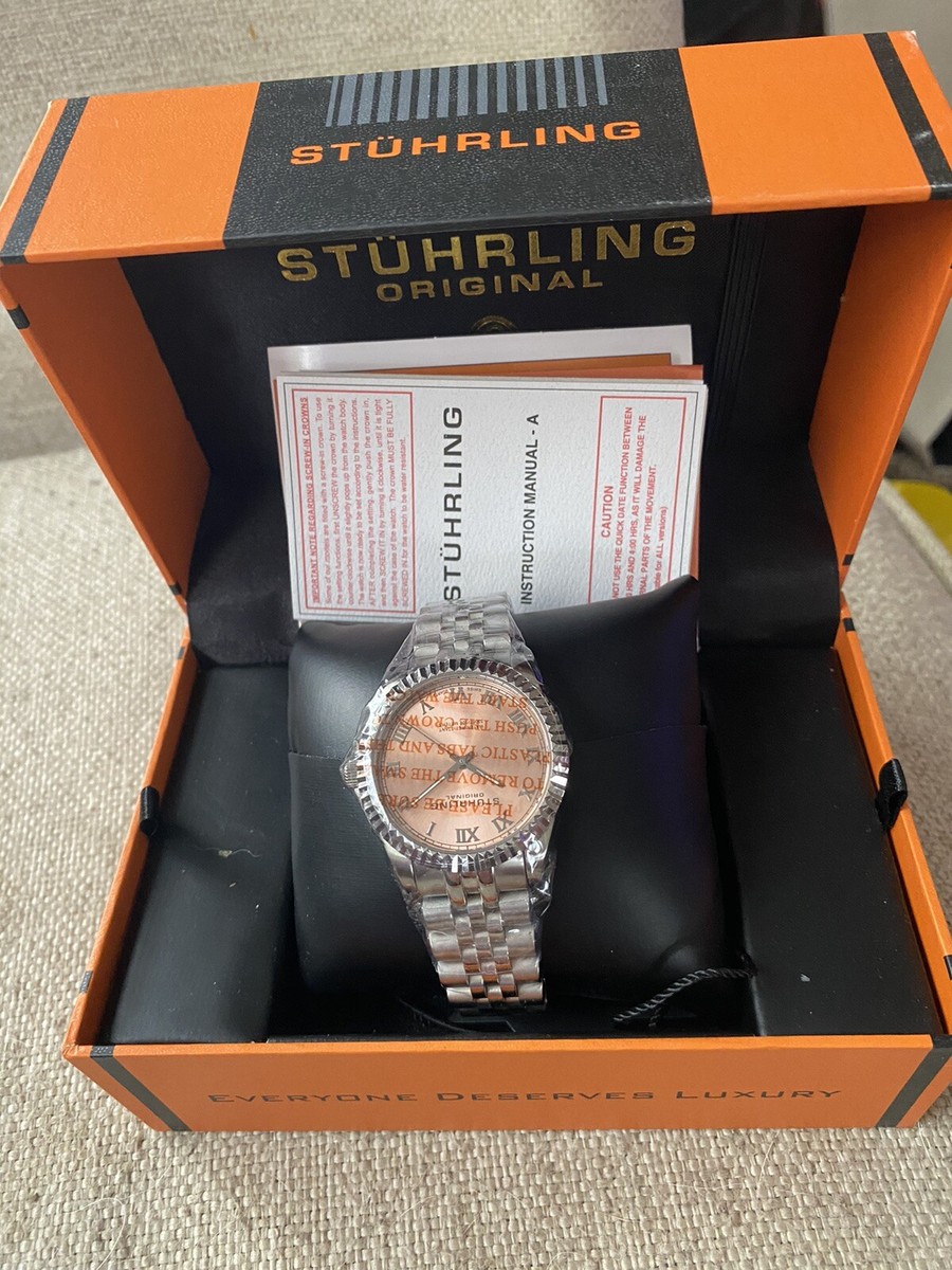 Stuhrling women’s orange watch - new with box Stuhrling Rose Gold Tone Womans Watch With Crystal Accents  main image 2