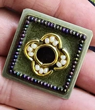 ISRAEL Ayala Bar Handmade Beaded Detailed Pin Brooch METAL WITH BEADS