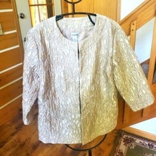 Chico's Champagne Embellished Allasendro Evening Event Lined Sz. 2 L Jacket