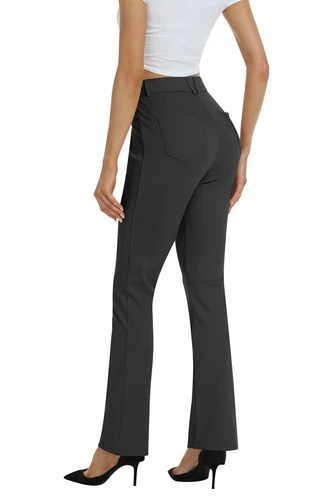 Women Bussiness Slacks Pant Soft Comfy Elastic Casual Stretch Bootcut Trousers - Picture 16 of 66