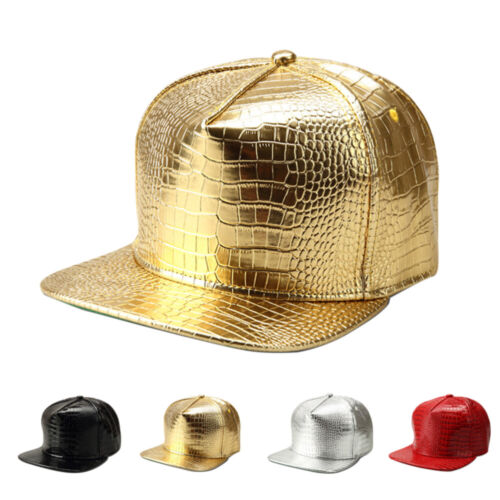 Unisex Baseball Caps PU verstellbare Hip Hop Hüte mit flacher - Afbeelding 1 van 5